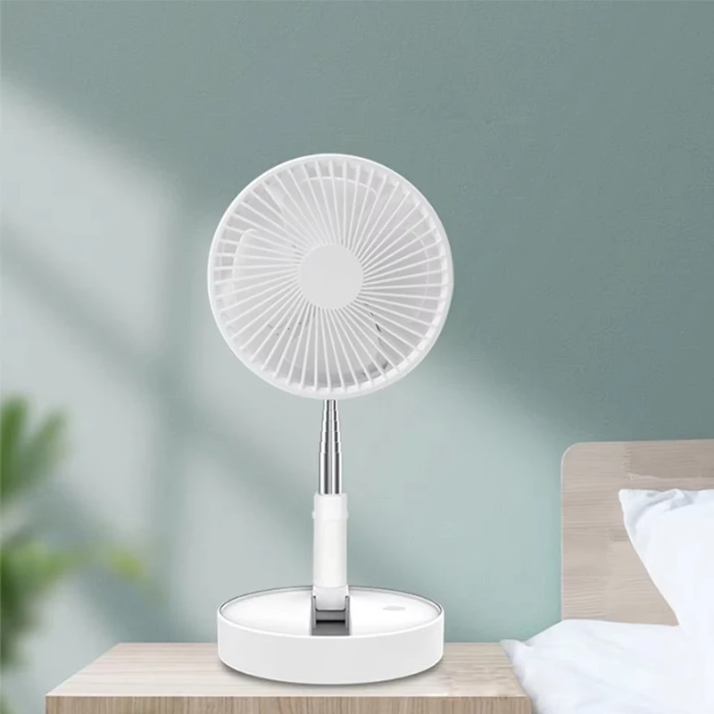 Foldable Fan Rechargeable Usb Desk Table Stand Fan Pedestal Telescopic Storage Adjustable Rechargeable Fan