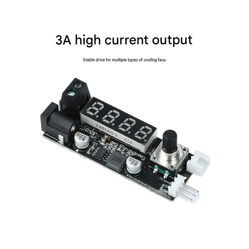 B08B-Digital Fan Speed Controller DC12V 3A Voltage Adjustable Temperature RPM Display For Cooling Fan Governor Module