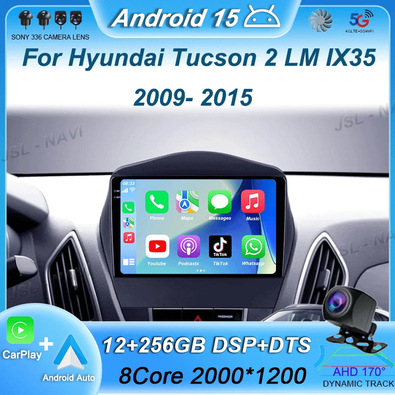 

Carplay Auto WIFI+4G Car Radio Android 15 For Hyundai Tucson 2 LM IX35 2009-2015 Multimedia Video Player Navigation GPS DSP 2din
