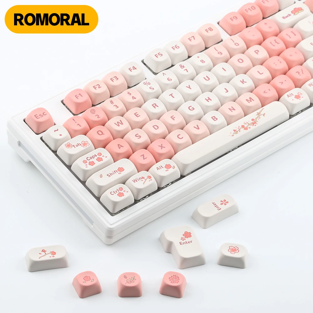 

NEW PBT Keycaps Sakura Theme Keycaps MOA Profile EN JP Korean Keycaps for Cherry Gateron MX Switches Mechanical Keyboards