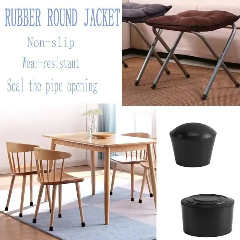 Round Rubber Chair Leg Pad 6/7.5/9/10/12-32mm Furniture Leg Table End Plug PVC Silent Anti-slip Floor Protection Cap Foot Cover