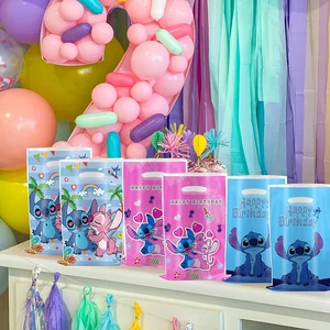 Disney Lilo & Stitch Tas Hadiah Pesta Plastik Biru Stitch Pink Angel Goodie Tas Hadiah untuk Dekorasi Pesta Ulang Tahun Anak-anak Baby Shower 10 fiesta disney dengan penjualan terbaik - №