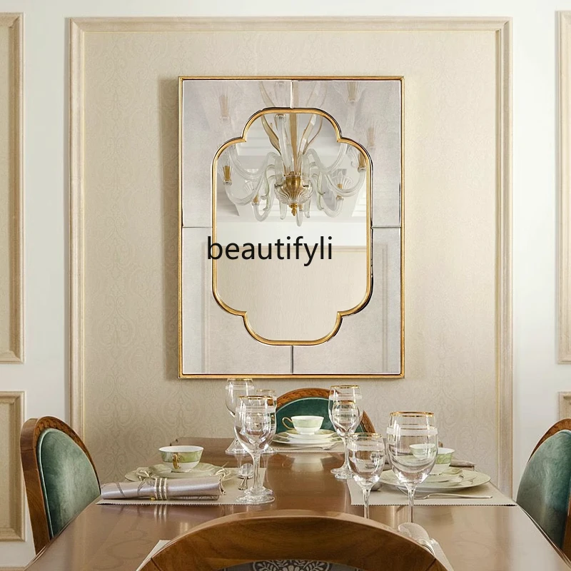 

makeup mirror wall-mounted dining room bedroom dressing mirror wall-mounted combination wall light luxury decorative mirror