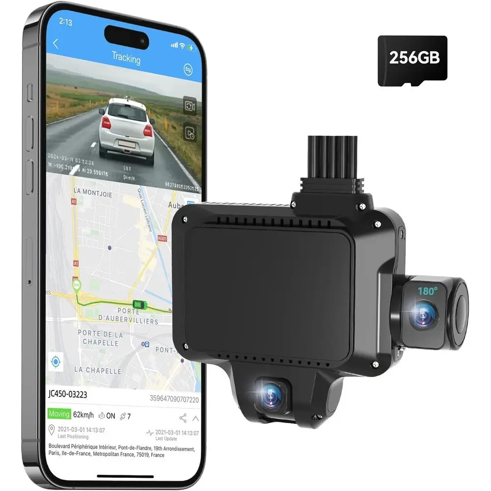 

4G Dual Cam ADAS, расширяемая многоканальная система видеонаблюдения для автомобиля с двумя камерами, 135 ° Широкоугольная камера 1080P с GPS, круглосуточной циклической записью, N