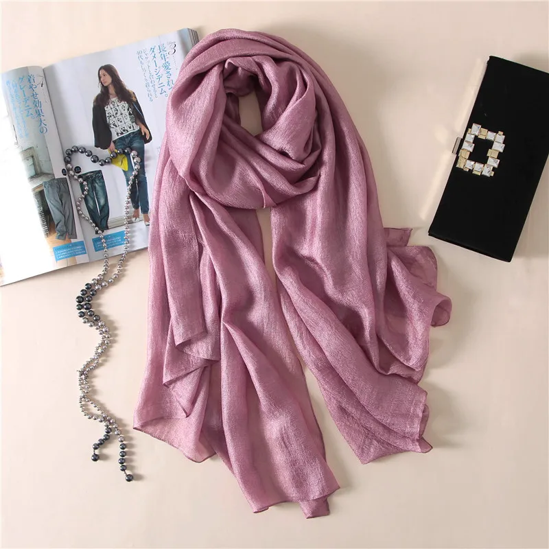 2023 luxus Marke Frauen Mode Schal Plain Solide Seide Leinen Schals Schals Sommer Dame Bandanas Pashmina Foulard Hijab 180*90 cm – Detail 1