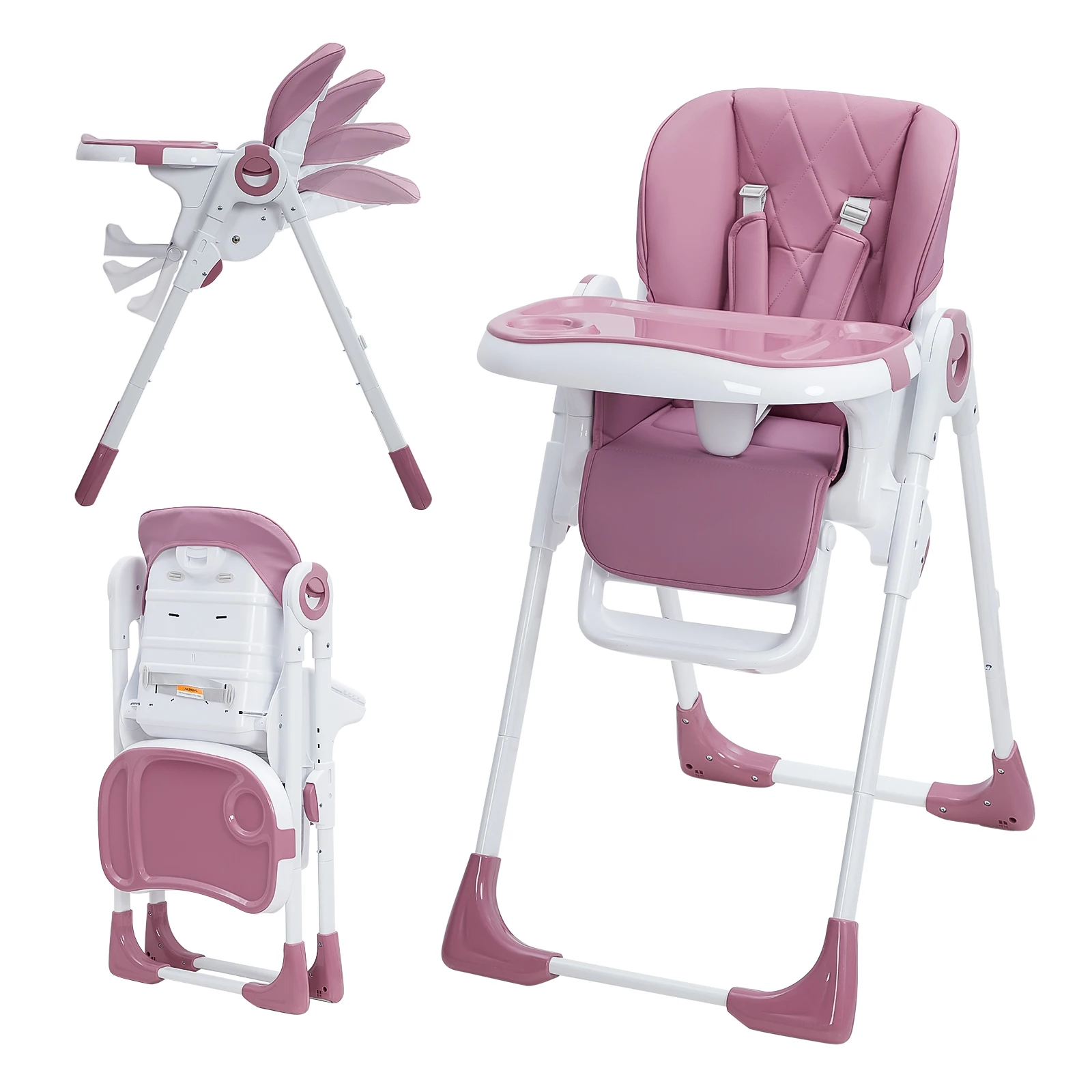 Baby High Chair, Multifunctional Infant High Chairs with Adjustable Height and Recline, Foldable High Chair for Babies