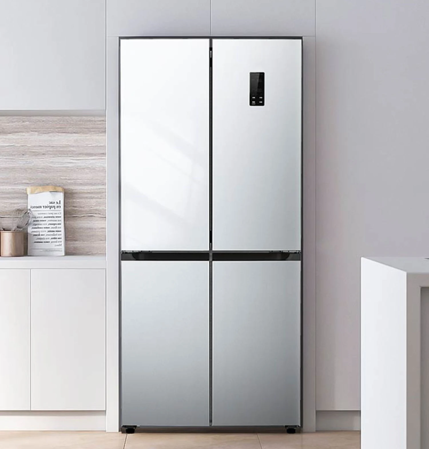 410L Embedded Four Door Side By Side Refrigerator Household Intelligent Inverter Fridge Freezer for Medium Sized Kitchen