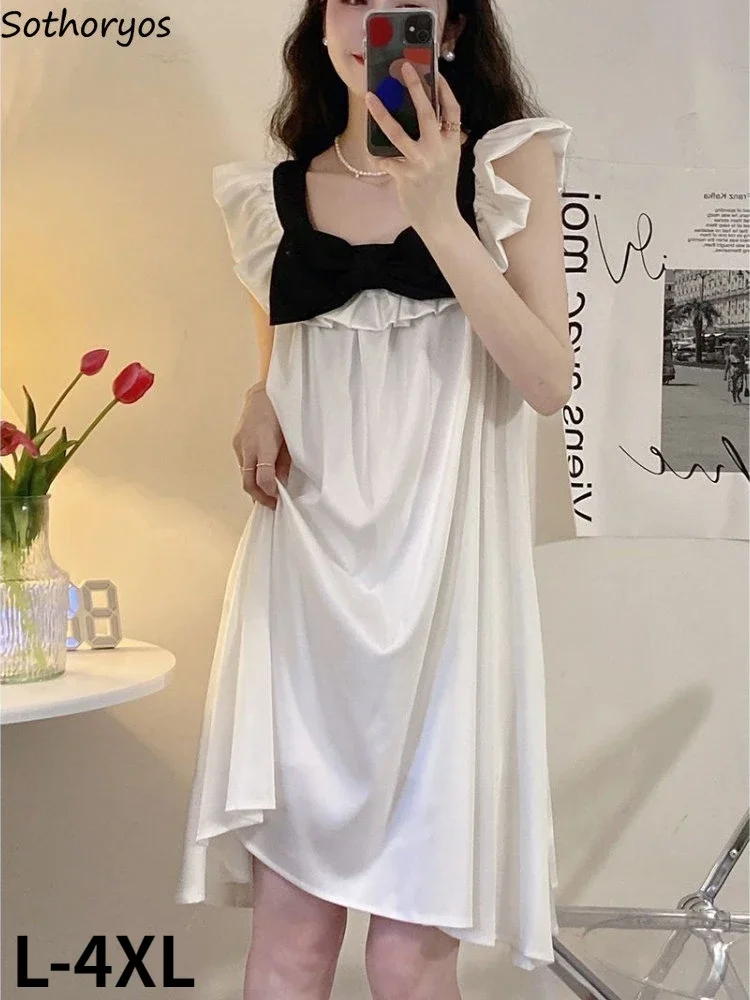 L-4XL Nuisette Scottsdale Femmes Baggy Doux Lisse Été Princesse Vêtements De Nuit Vintage Volants Conçu Chic Étudiants Dortoir Populaire Ins