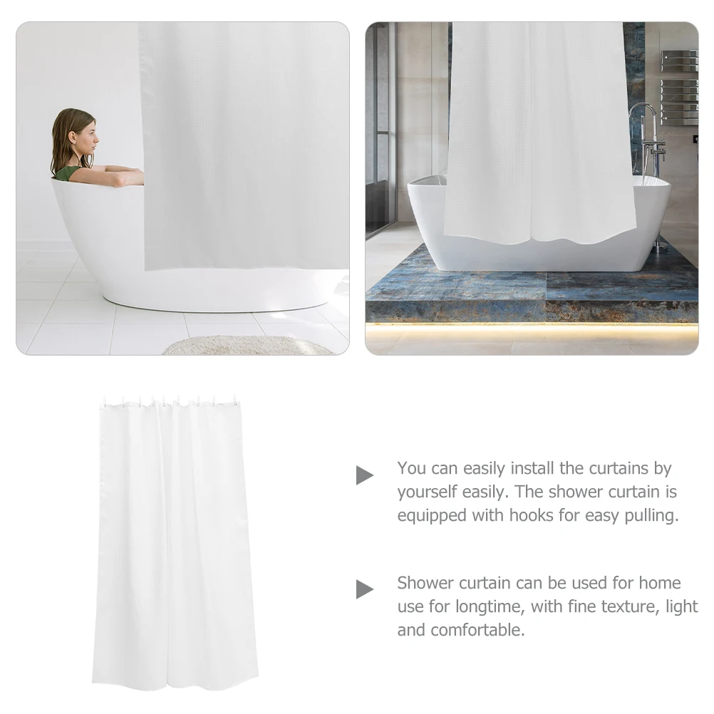 

Double-Sided Waterproof Shower Curtain 80x180cm Thickened Solid Color Bath Curtain for Bathroom Decor with C-Shape for Home