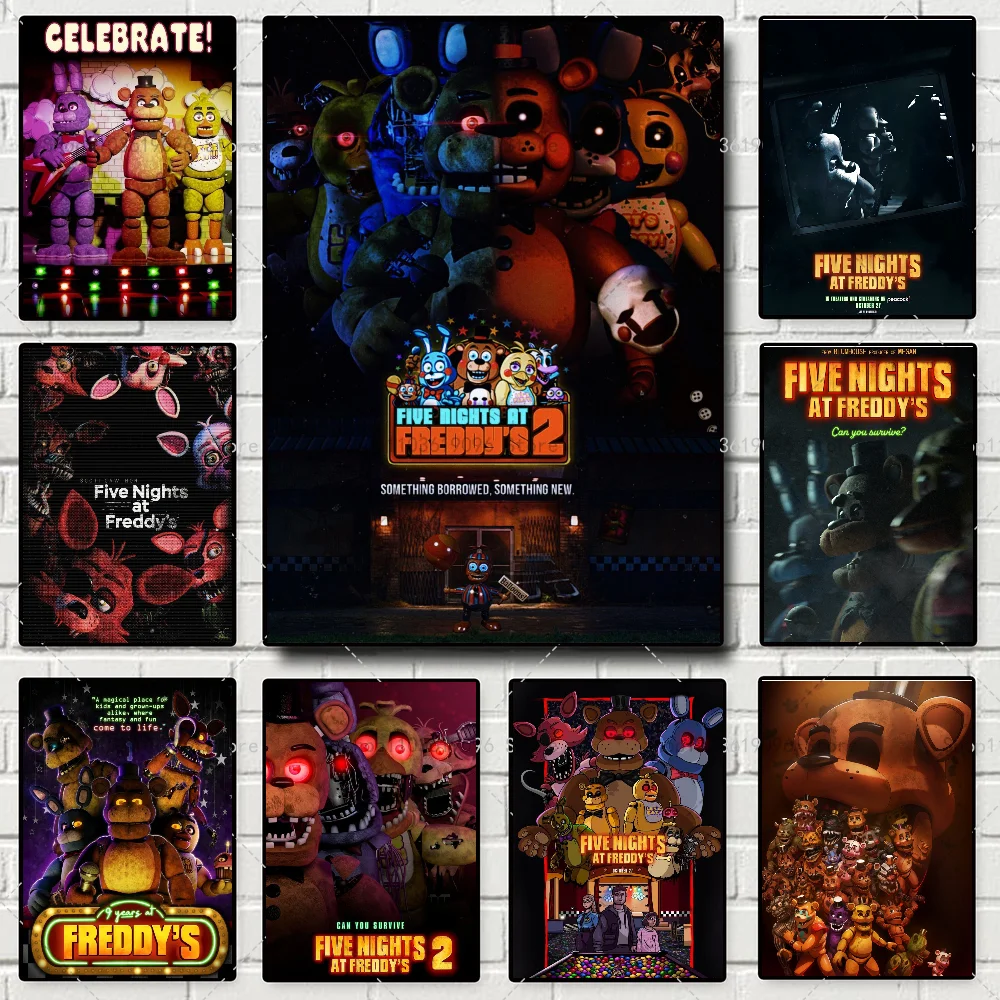 Popula Game Movie FNAF Five-nights-At-Freddys Poster Self-adhesive Art Waterproof Paper Sticker Coffee House Bar Room Wall Decor