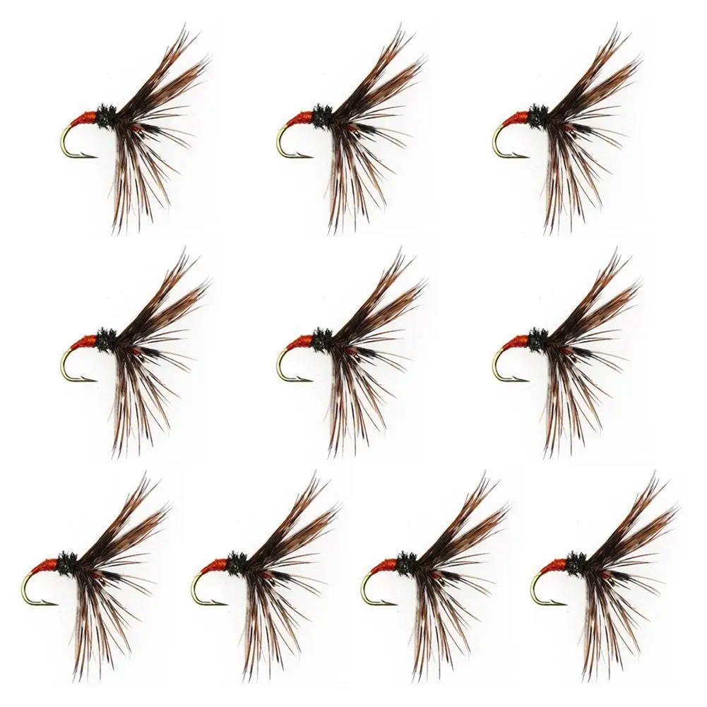 10PCS Epoxy Tenkara Flies Parachute Grizzly Hackle Dry Fly Kebari Trout Steelhead Grayling Fishing Bait Lures