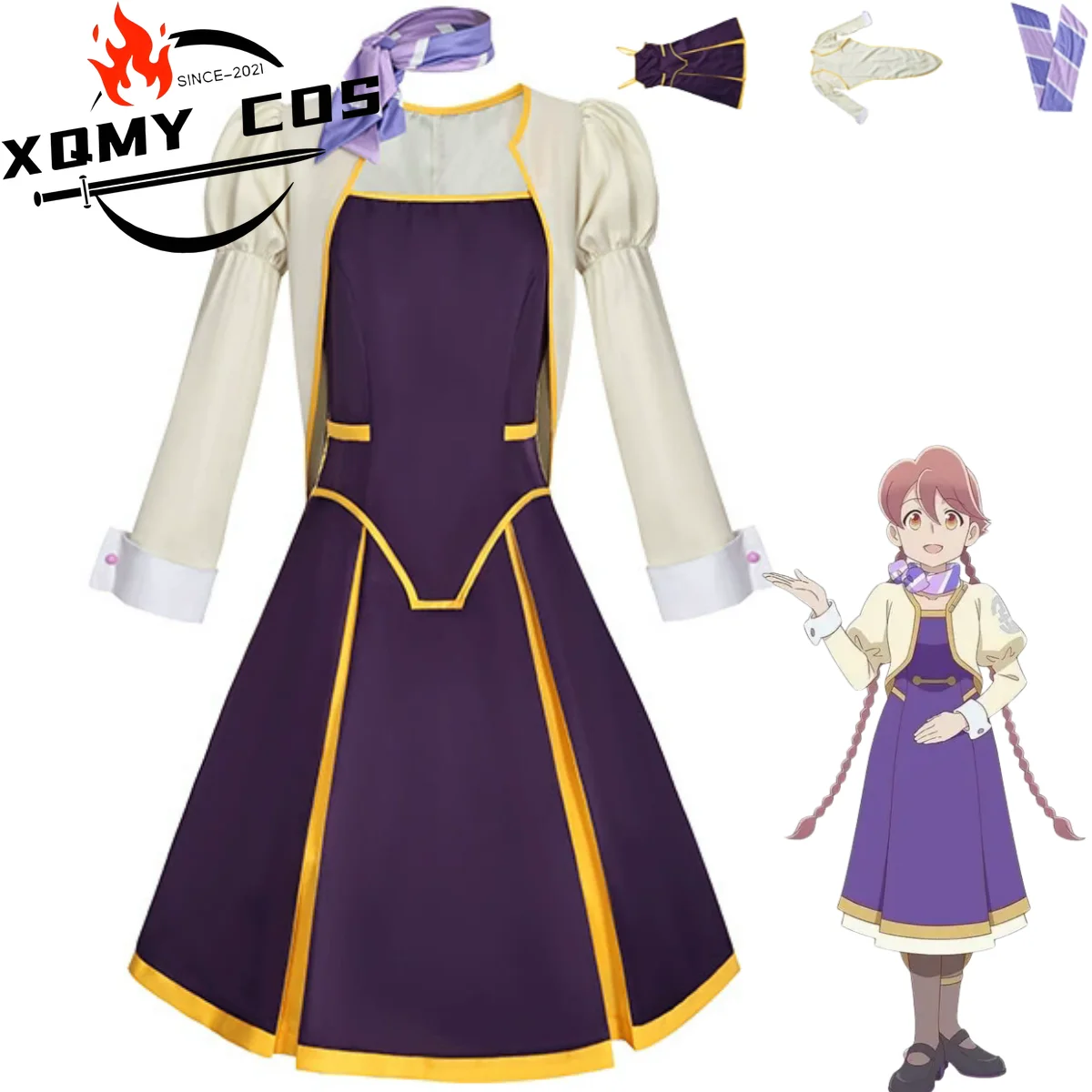 

XQNew Anime Apocalypse Hotel Yachiyo Cosplay Costume Galaxy Tower Hotel's Manager Robot Dress Coat Woman Cute Christmas Suit