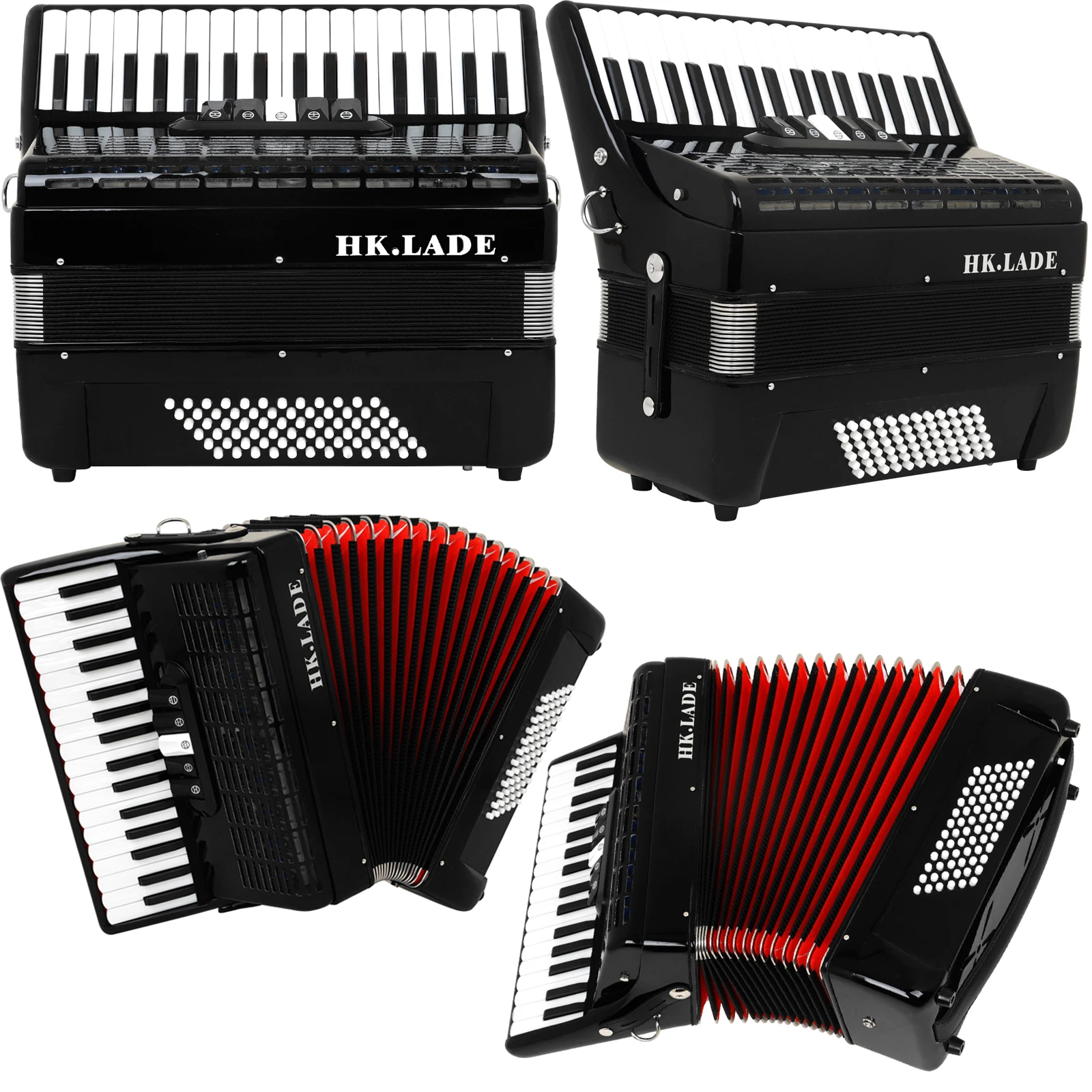 

HK·LADE AH-50 Black Bayan Accordion 34 Key 72 Bass 5 Keyboard Voice Changing Accordion Sheepskin Bellows Accordion with Storage