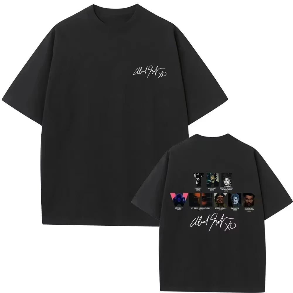 2026 Rapper The Weeknd Music Album Cover Graphic T-Shirt Men Women Hip Hop Fashion Oversized Male Casual Cotton Retro Shirt