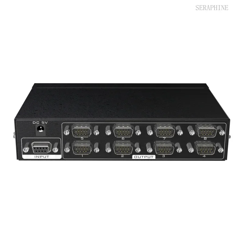 RS232 splitter 8 port Divider DB9 Serial RS232 Data Transfer COM Protocol with Power Adapter RS-232 Female to Male Converter