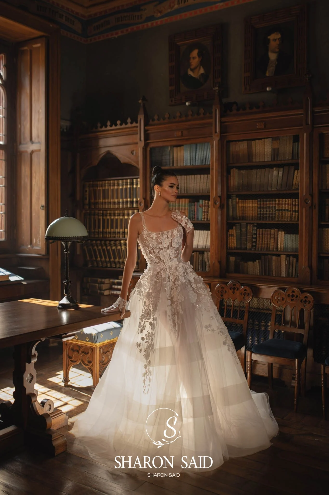 Sharon disse elegante 3d flores sem mangas a linha fora branco vestido de casamento 2025 gola quadrada tule vestidos de noiva sw199 personalizado