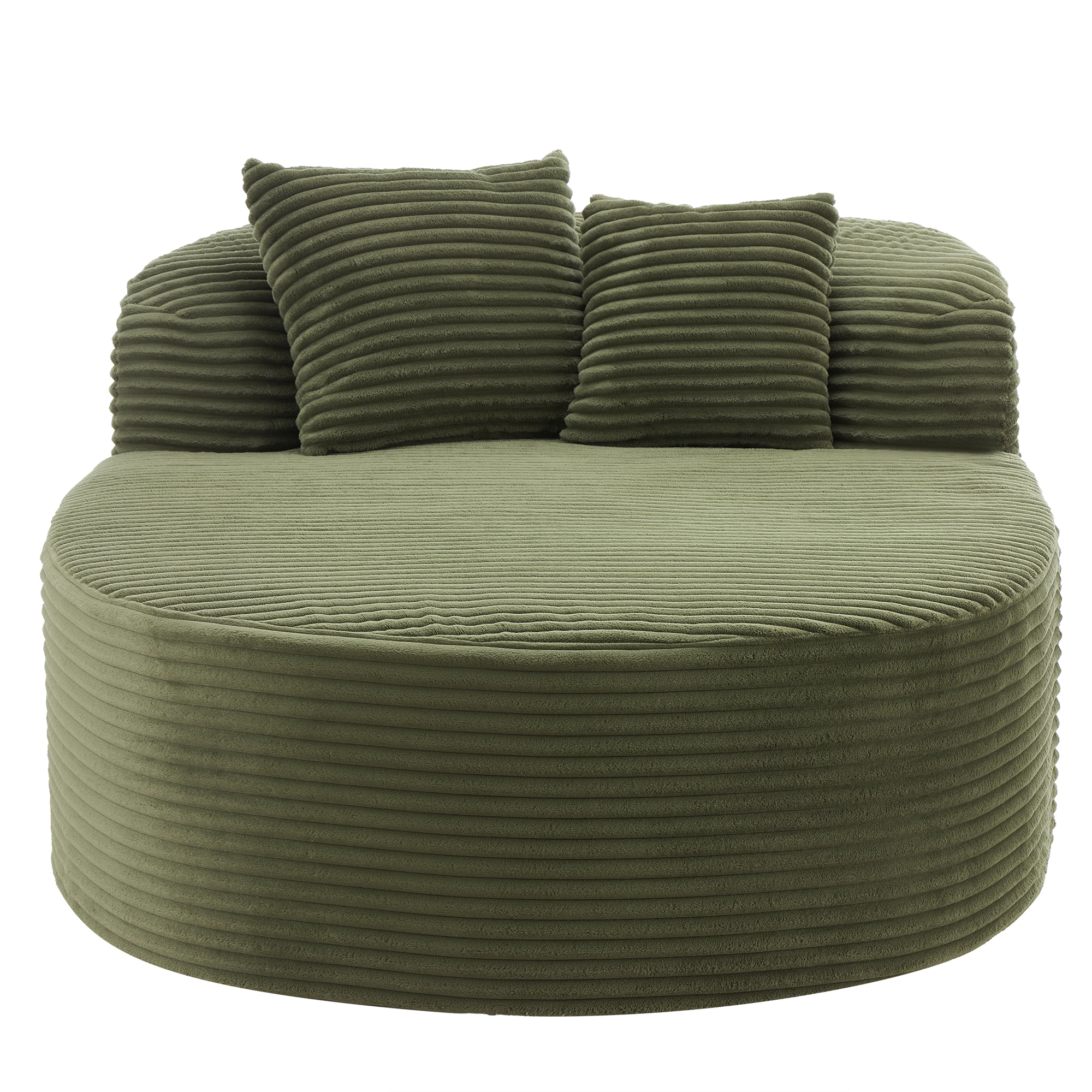

#Round Modular Sectional Sofa, Corduroy Floor Couch with 2 Pillows, Comfy Deep Seat Circular Sleeper Sofa for Living Room