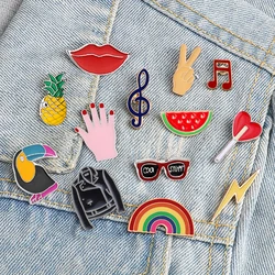 Creative Cartoon Glasses Rainbow Pineapple Watermelon Dog Brooch Women Cute Coat Lapel Badge Broochs Men's Metal Pin Button Gift