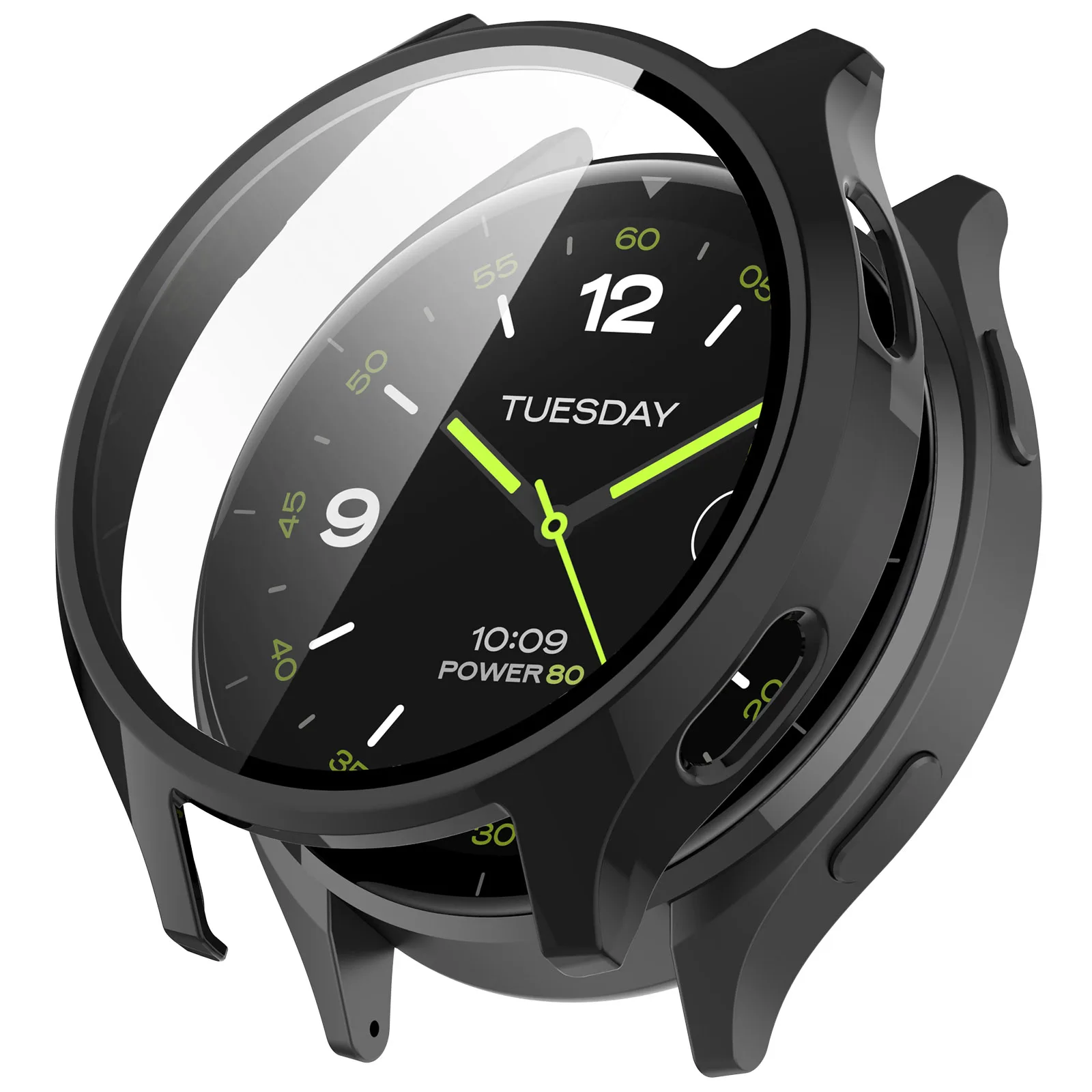 

Жесткий чехол для ПК для часов Xiaomi Watch 2, чехол для экрана из закаленного стекла - черный