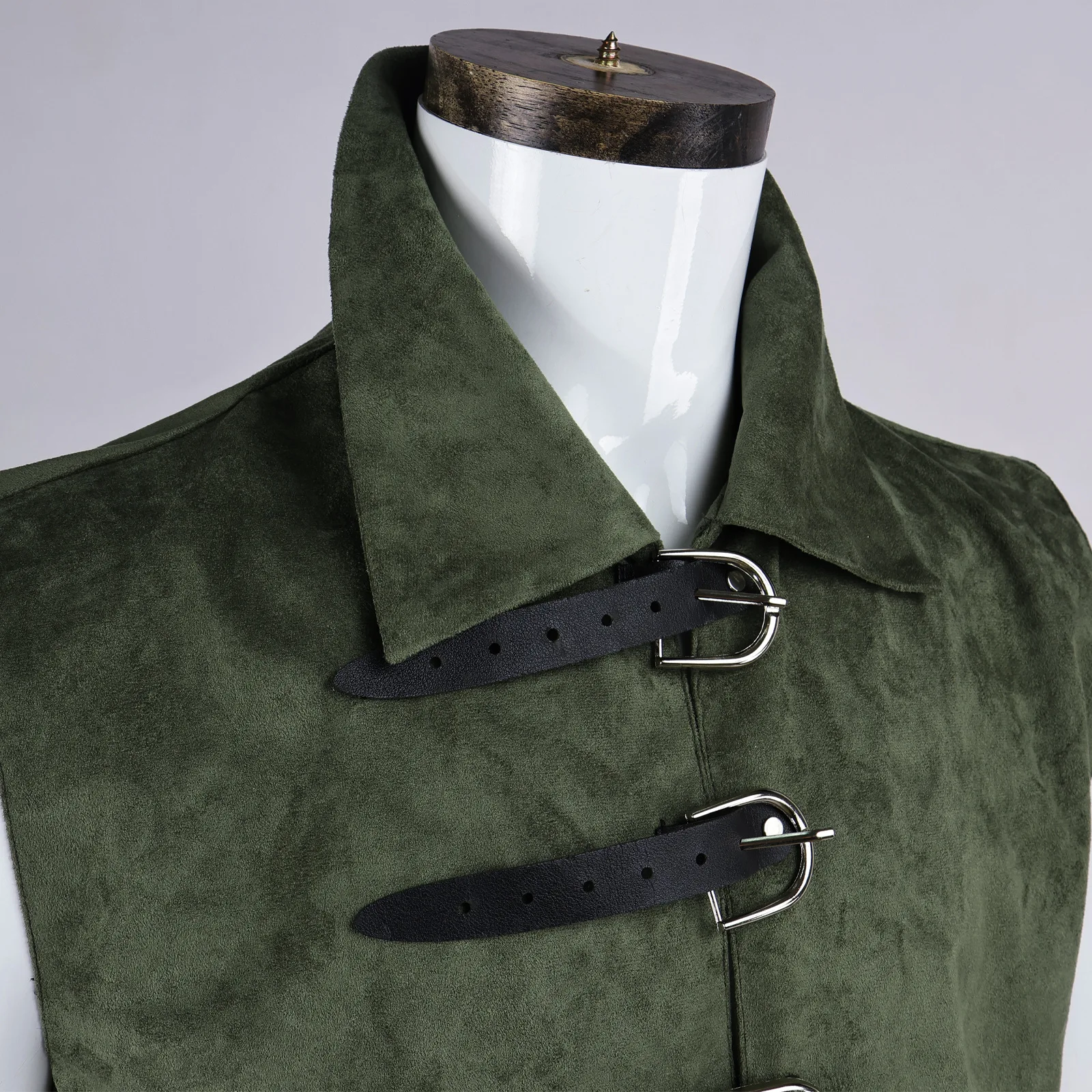 Men Medieval Retro Elf Long Vest Set Waist Cincher Wrist Guards Ranger Stage Cosplay Performance Costume view 5