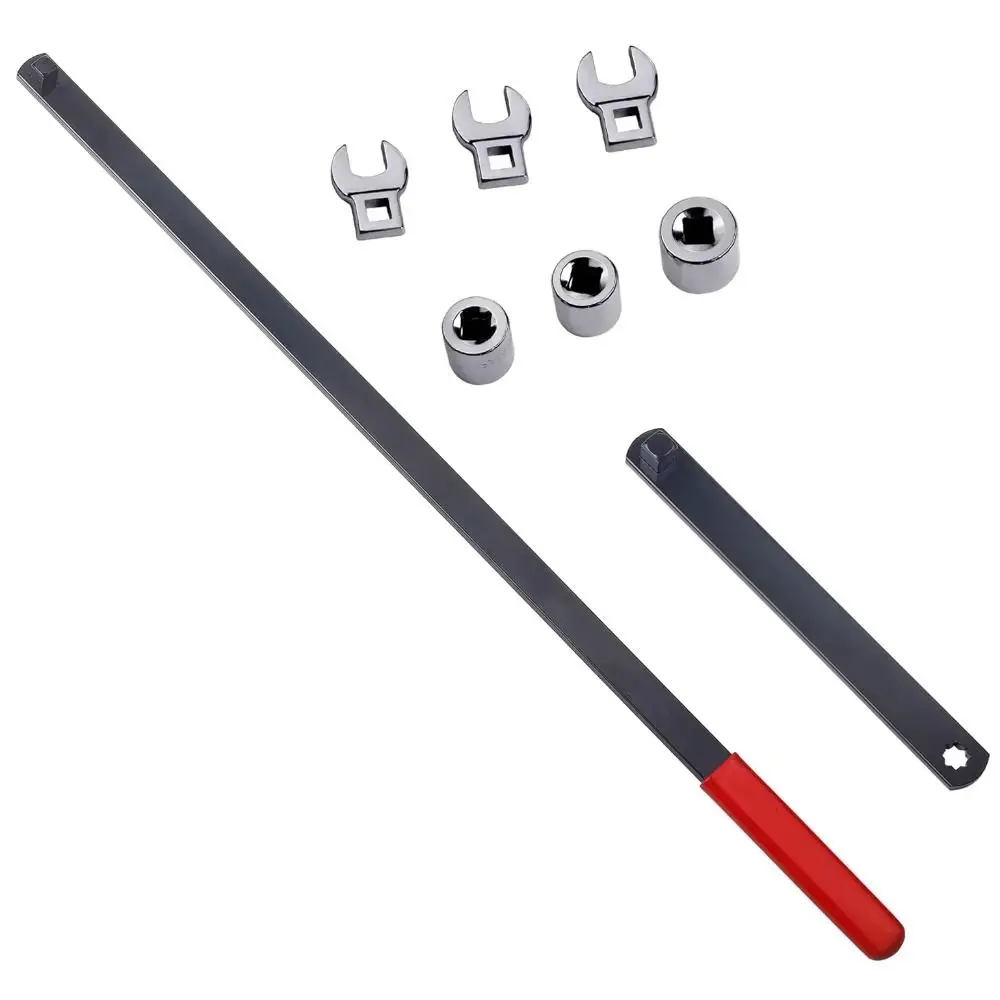

8 Pcs Interchangeable Open-End Idler Pulley Adjustment Tools Set 3/8" Dual-Use Head Angle Adjustable Belt Tension Adjuster Tool
