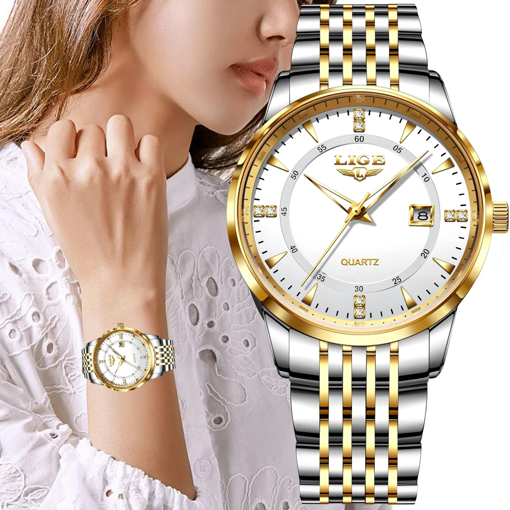 LIGE New Waterproof Watches Women Fashion Women\'s Bracelet Watch Top Brand Luxury Date Quartz Watch for Women Relogio Feminino