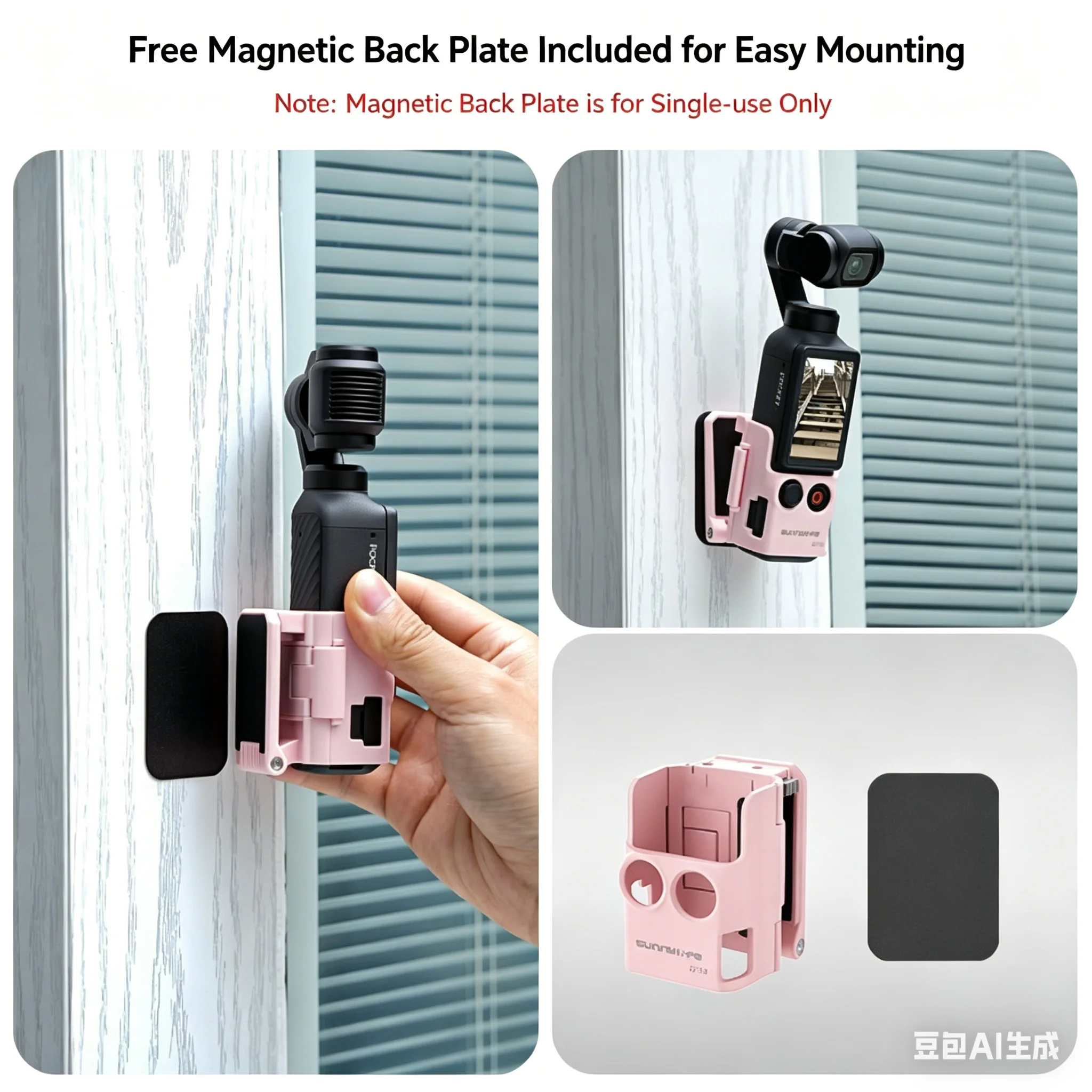 Sunnylife Magnetic Stand Base for DJI Osmo Pocket 4, Adjustable Angle Multi-Function Desktop Mount Pocket 4 Camera Accessories