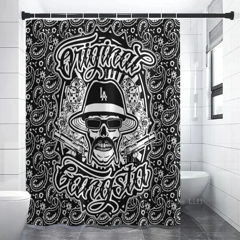 Gangsta Shower Curtains Chicano Cholo Raider Mexican Printed All Over