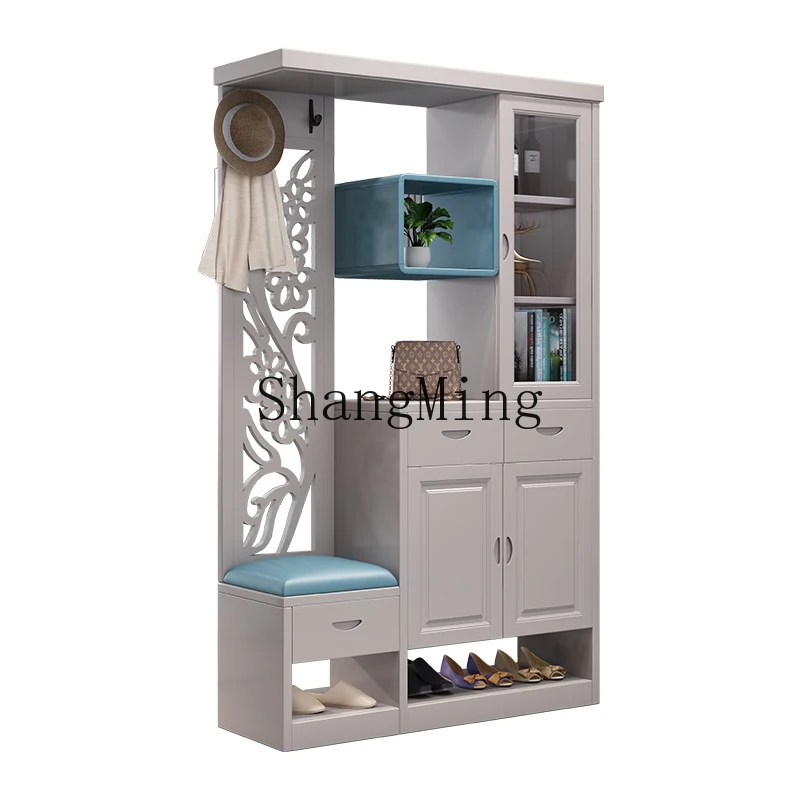 

DHY solid wood simple Chinese entry living room sofa next to the screen partition shoe cabinet coat rack