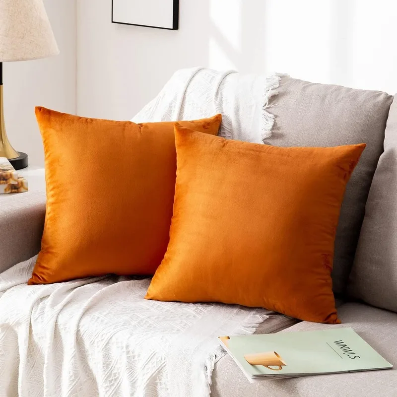 2-piece set of pure color short-haired plush pillow cover protection cover four seasons decorative pillow cover