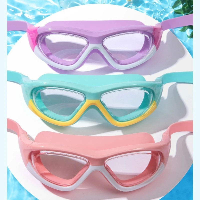 Waterproof Children's Swimming Goggles High-definition Anti-fog Wide-angle Large Frame Seal Wearing Earplugs Goggles for Kids view 6