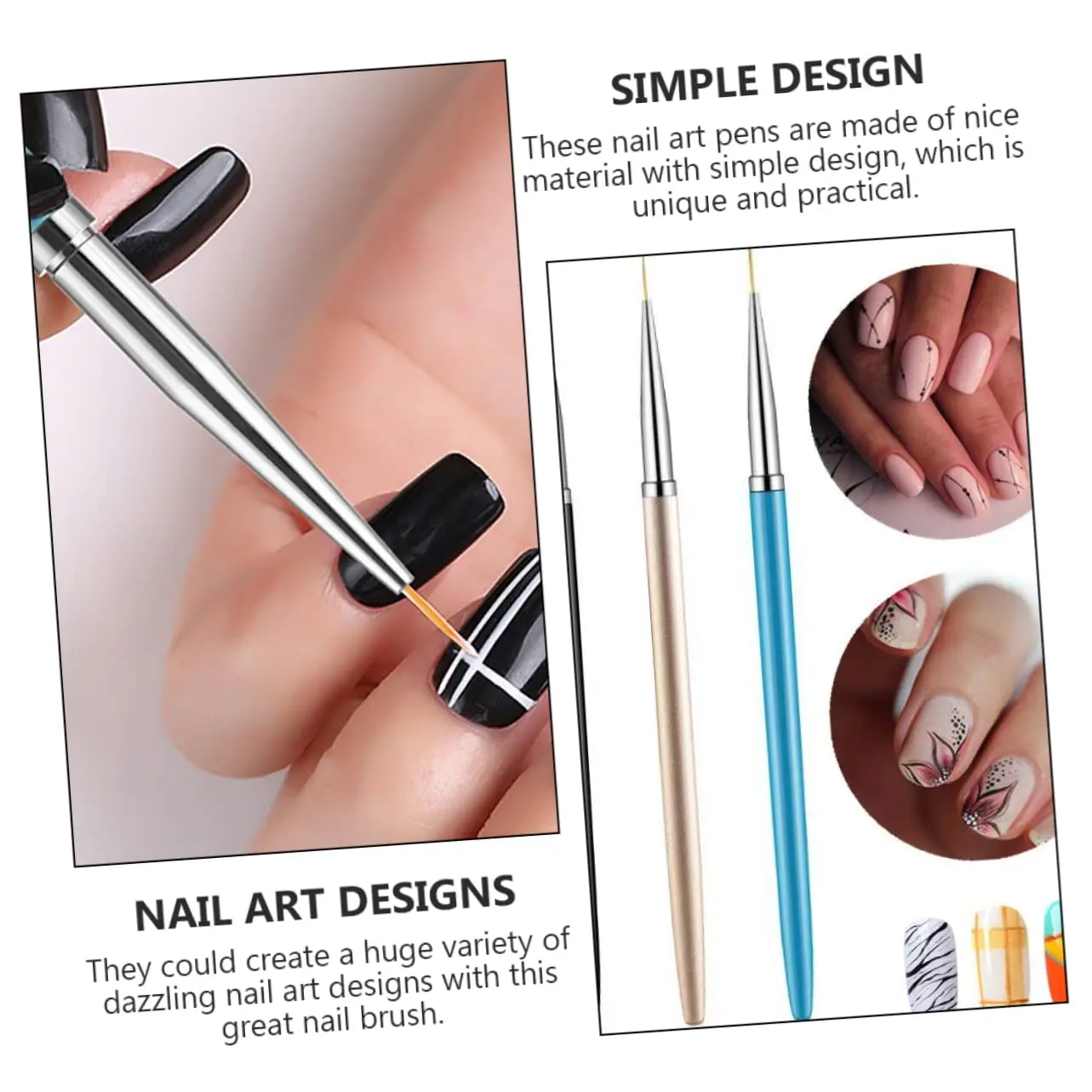 YIKOOLIN 3Pcs French Stripe Nail Art Ultra-thin Painting Brush Set 3D Tips Line DIY Drawing Pen UV Gel Brushes Manicure Tool