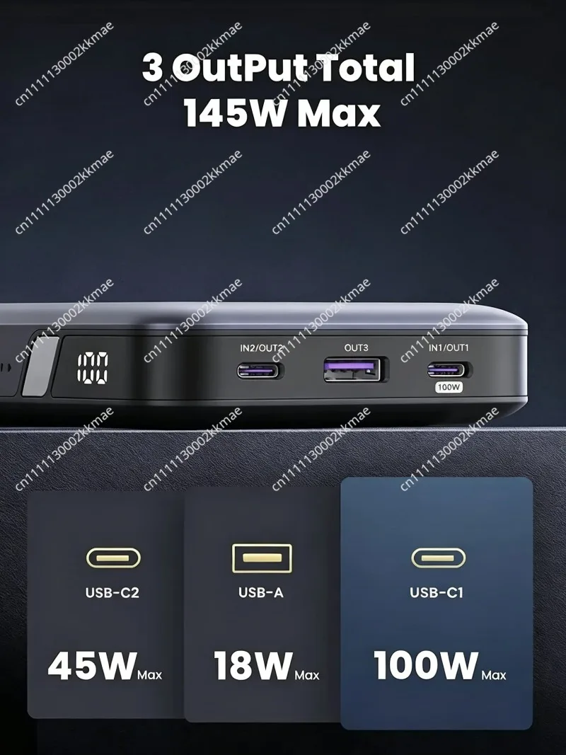 145W Power Bank 20000mAh 25000mAh Portable Charger USB C 3-Port PD3.0 Battery Pack Digital Display 65W Fast Recharge