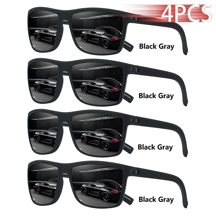 4er-Set Modische Brillen Vintage Karomuster Sonnenbrillen für Männer und Frauen Angeln Fahren Luxus Markendesigner Sonnenbrillen – Detail 8