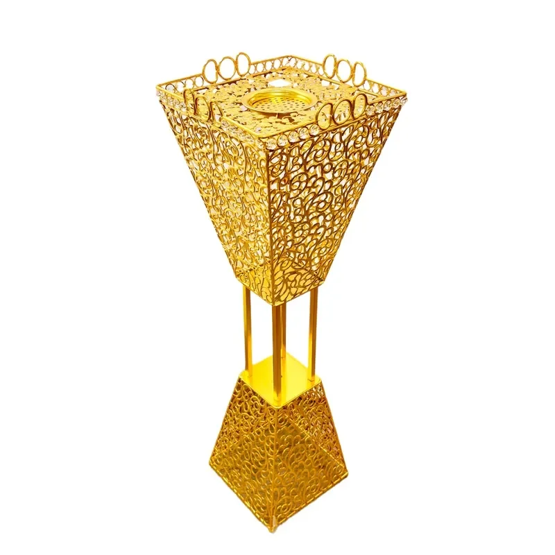 High Quality Metal Arabian Carbon Incense Burner Floor to Ceiling Hollow Pattern Gold Incense Holder for Home Decor