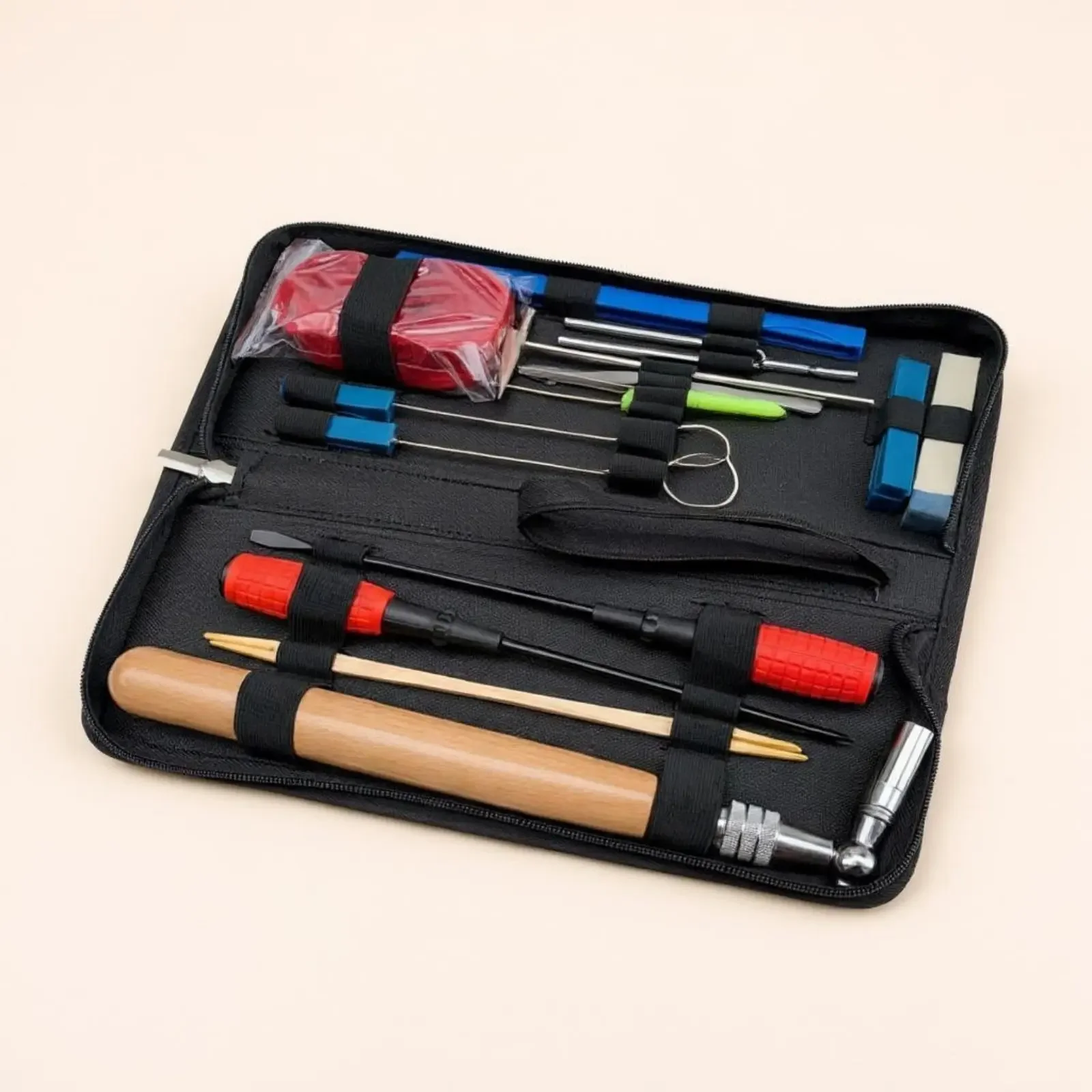 16 Pieces Piano Tuning Tools Set Standard #2 Peg Fit Piano Tuning Wrench Set Portable Case Easy to Stow for Professionals