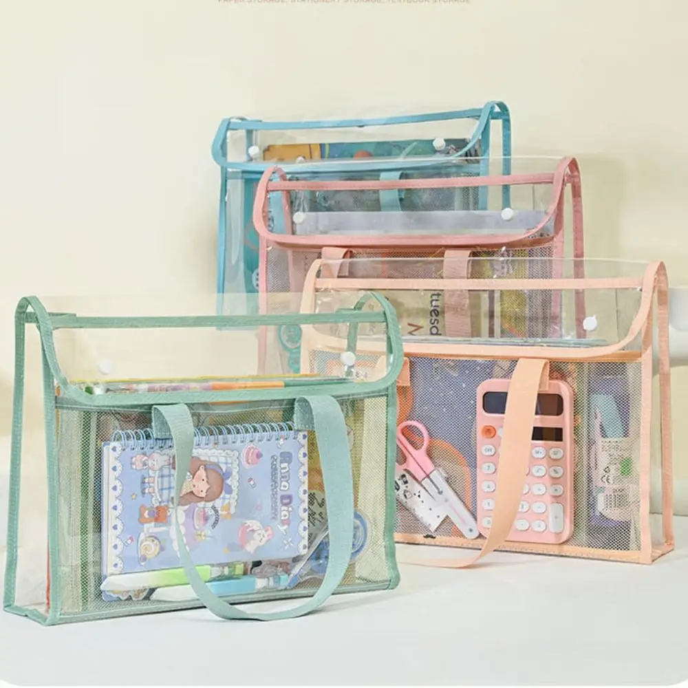Large Capacity Test Paper Storage Bag PVC Durable Handheld File Folder Transparent Office Supplies Document Bag Storage Pouch