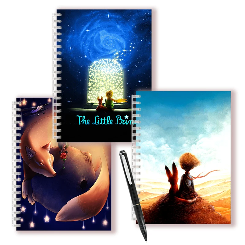 Movie The Little Prince Spiral Notebook Binder Ring Sketch Note Book Le Petit Prince Fox Flower Rose Drawing Art Quote Figurine