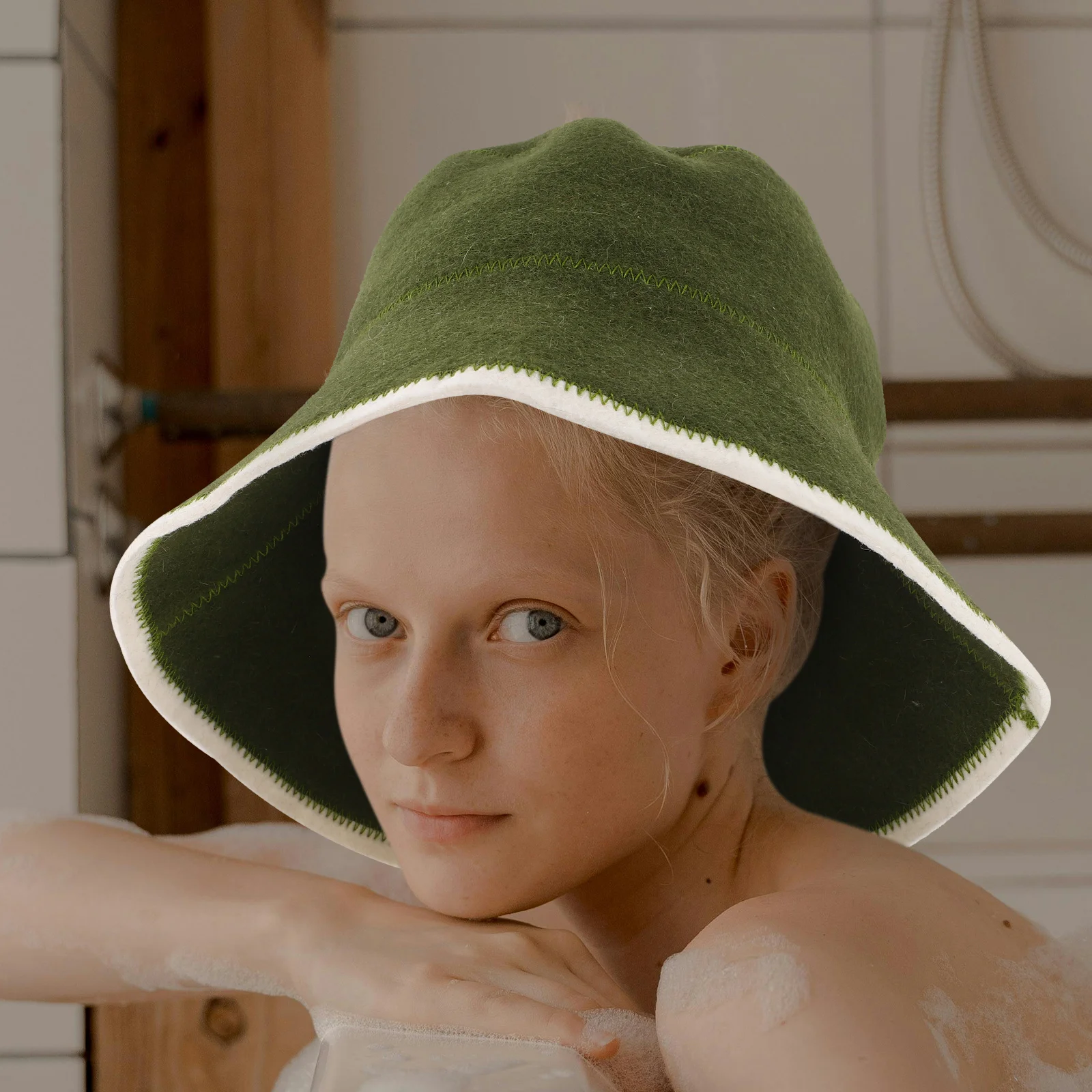 

Wool Sauna Bath Accessories Shower Comfortable Hat For Sauna Cap for Women Red Color Portable Bathing Hat Stable Wool Materials