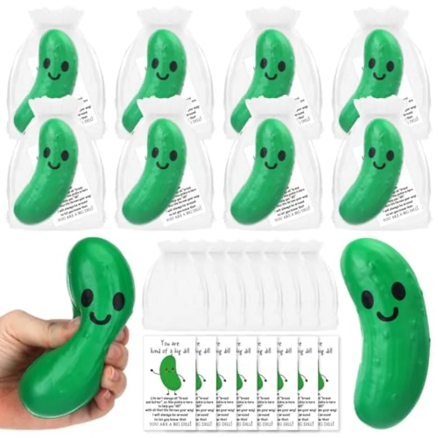 

50 Pcs Pickle Stress Balls for Office Use, Silicone, Green, Soft-Squeeze Design for Stress Relief and Positive Mood Boost