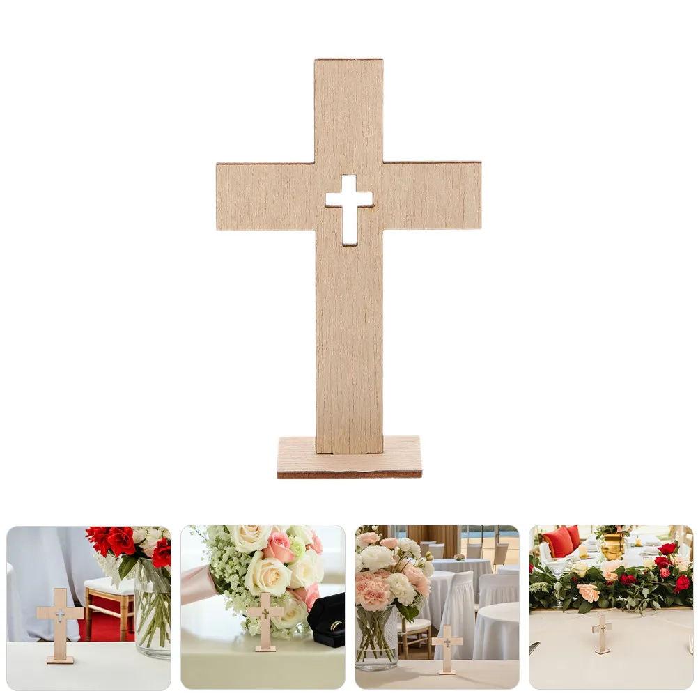 18Pcs Wooden Crosses Rustic Unfinished Religious Crosses for Baptism Wedding Communion Table Display Centerpiece Decor