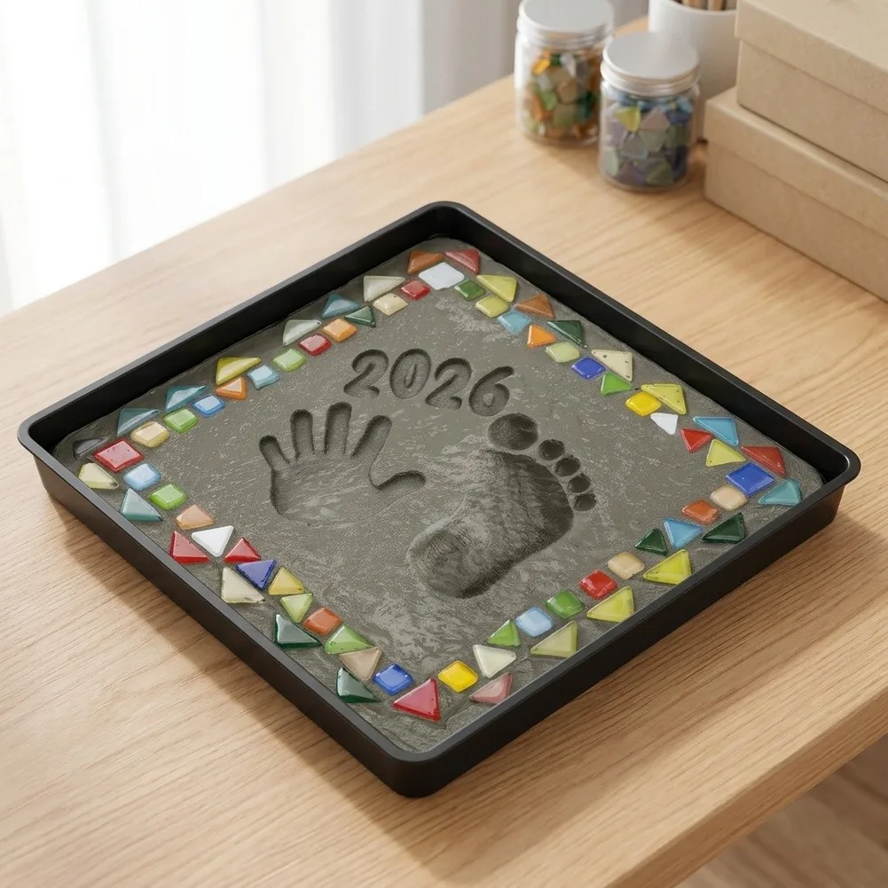 DIY Stepping Stone Kit 10 Inch Square Set With Cement Mix Letter Stamps For Garden Pathway Decorative Material