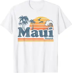 Maui Hawaii Vintage Surf Beach Surfing 70's Retro Hawaiian T-Shirt Women Clothes Tops Graphic T Shirts Ropa Mujer