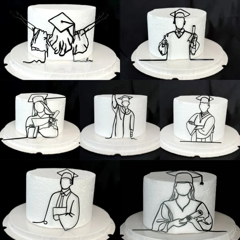 Acrylic Graduation Season Doctoral Men And Women's Minimalist Line Student Graduation Ceremony Party Cake Side Decoration