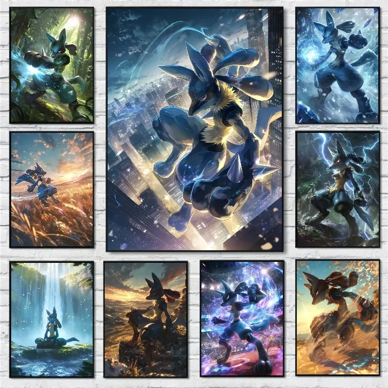 

Classic Anime Pokemon Picture Lucario HD Poster Suitable for Children's Room Decoration Living Room Gym Art Decorative Painting