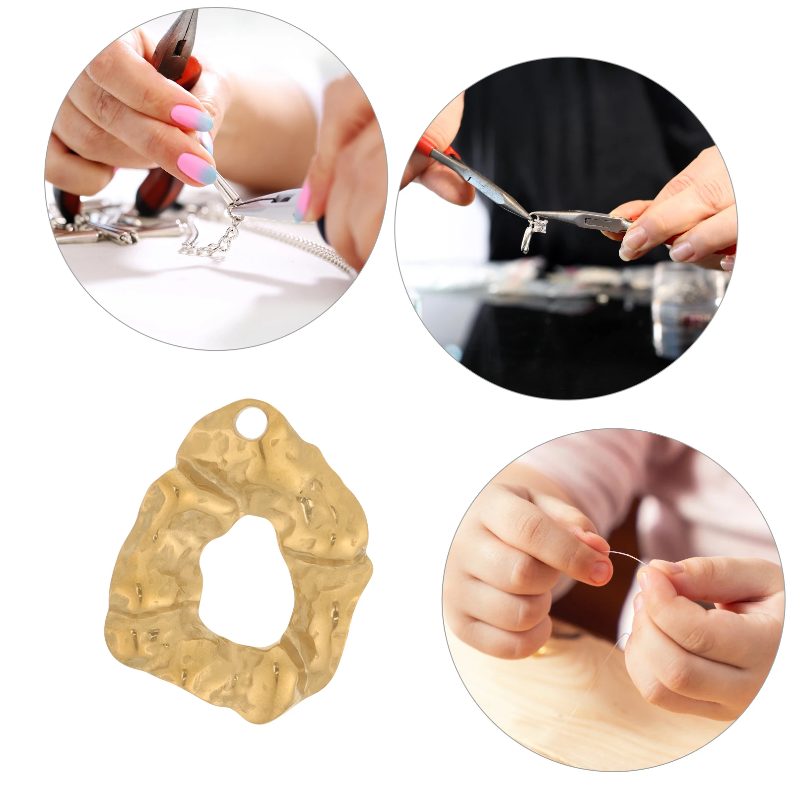 

5pcs Stainless Steel Earring Charms Texture Pendant Jewelry Accessories Waterdrop Shape Decorative for Necklace