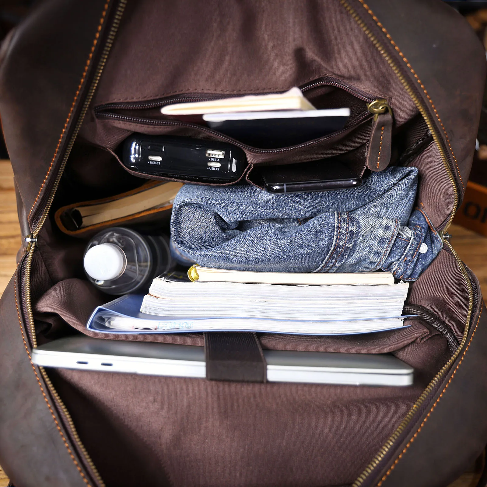 S.WORKER Vintage Echtleder-Rucksack für Herren, Große Laptop-Schultertasche aus Rindsleder, Klassische Vintage Crazy Horse Schultasche für Reisen – Detail 20