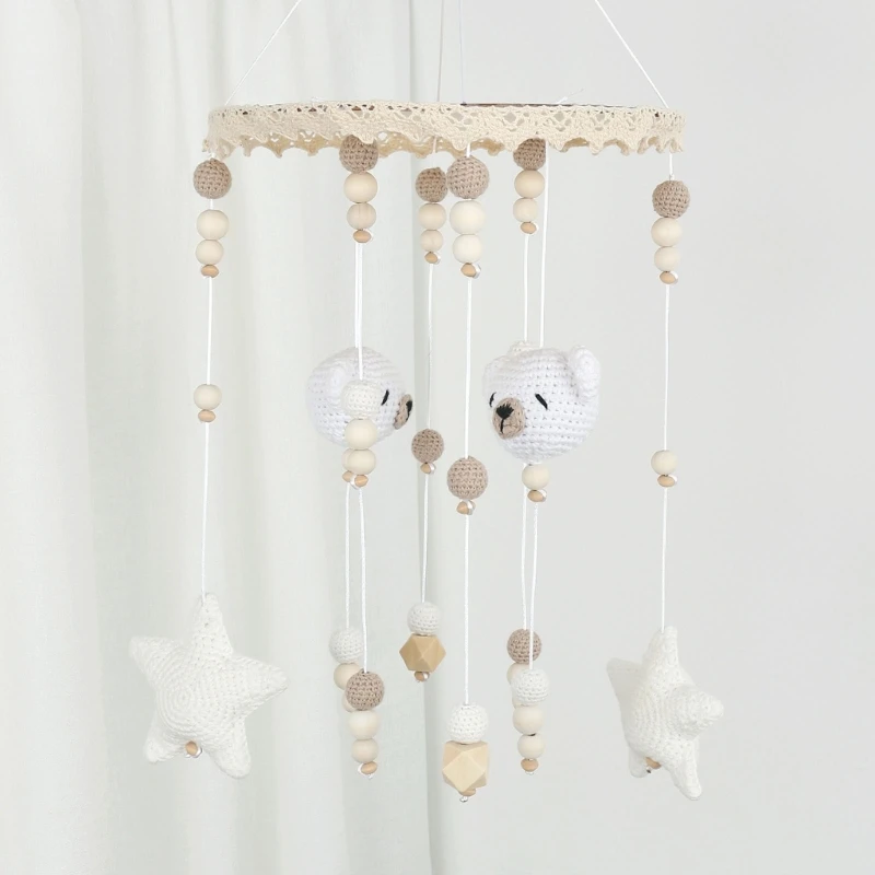 Handmade Crochet Baby Rattle Toys Knitted Bunny Newborn Crib Mobile Rattle Music Bed Bell Hanging Toy Wind Chime Baby Room Decor