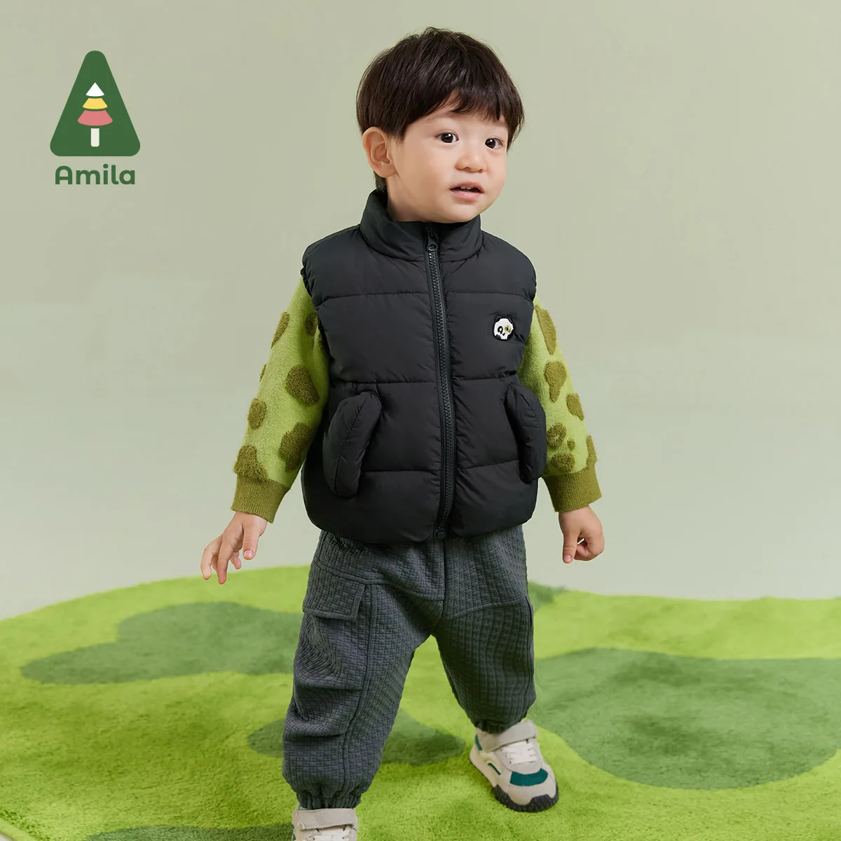 

Amila Baby Children Waistcoat 2024 Winter New Multicolour Panda Pattern Cute Fashion Warm Baby Clothing