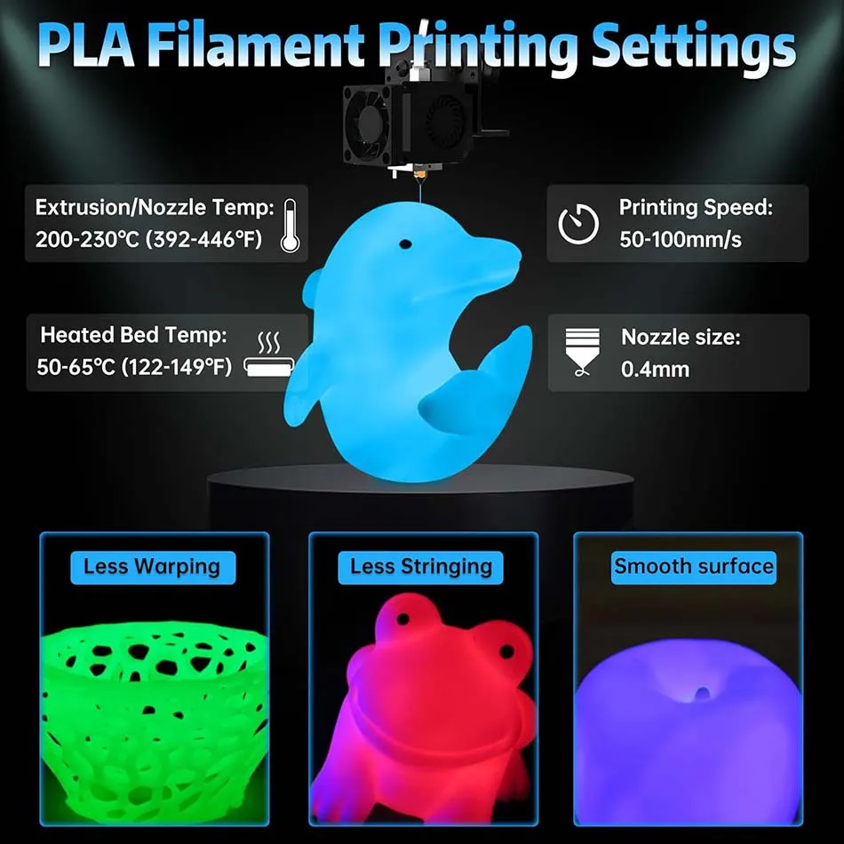 JAYO PLA/filamen PETG 1.75mm 5 gulungan Golw dalam gelap PLA filamen 3D untuk FDM 3D Printer rapi luka PETG 3D bahan Printer